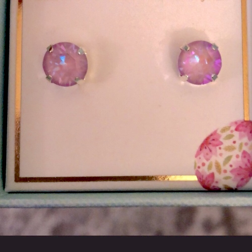Lavender Purple + Silver Crystal Earrings